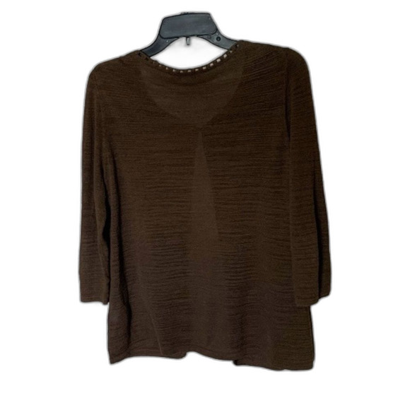 Coldwater Creek Brown Mocha 3/4 Sleeve Cardigan with Sequins Size Medium 10/12 - Picture 2 of 8